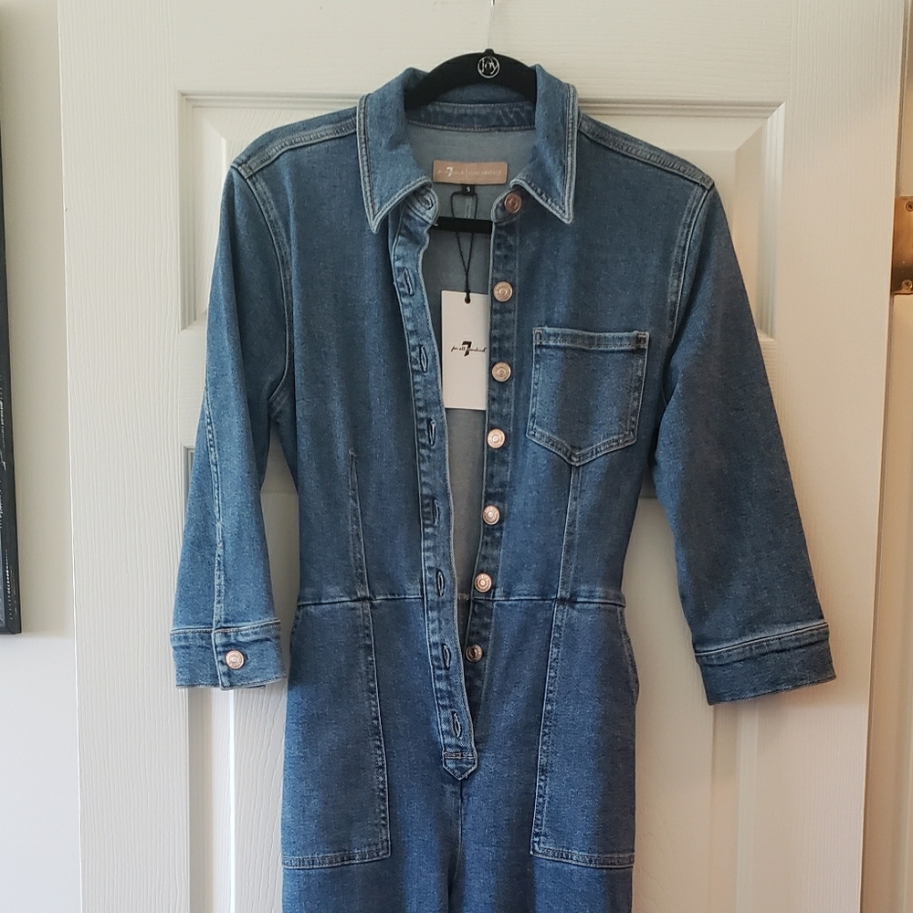 7 for all mankind denim cropped jumper 3/4 sleeve